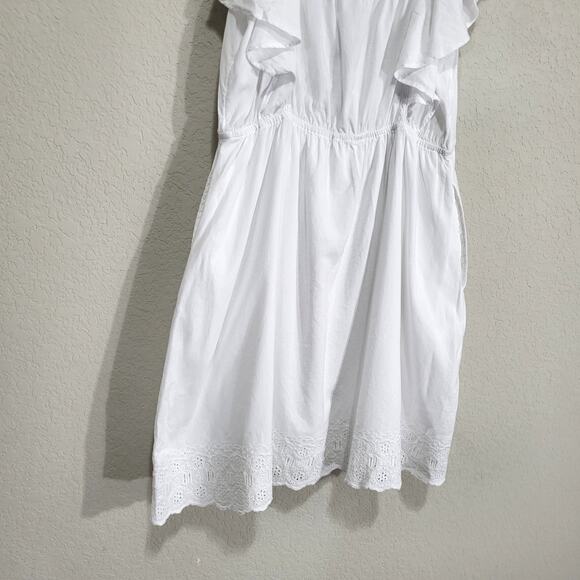 Old Navy Mini Dress Womens Medium White Casual Summer Sundress Girly Ruf… - Picture 13 of 13